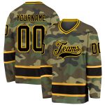 Custom Camo Black-Gold Salute To Service Hockey Jersey for Fans Personalized Camo Black-Gold Salute To Service Hockey Jersey