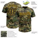 Personalized Black Gold Camo Salute to Service Unisex Softball Jersey - Custom Two-Button Design Personalized Camo Black-Gold