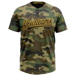 Personalized Black Gold Camo Salute to Service Unisex Softball Jersey - Custom Two-Button Design Personalized Camo Black-Gold