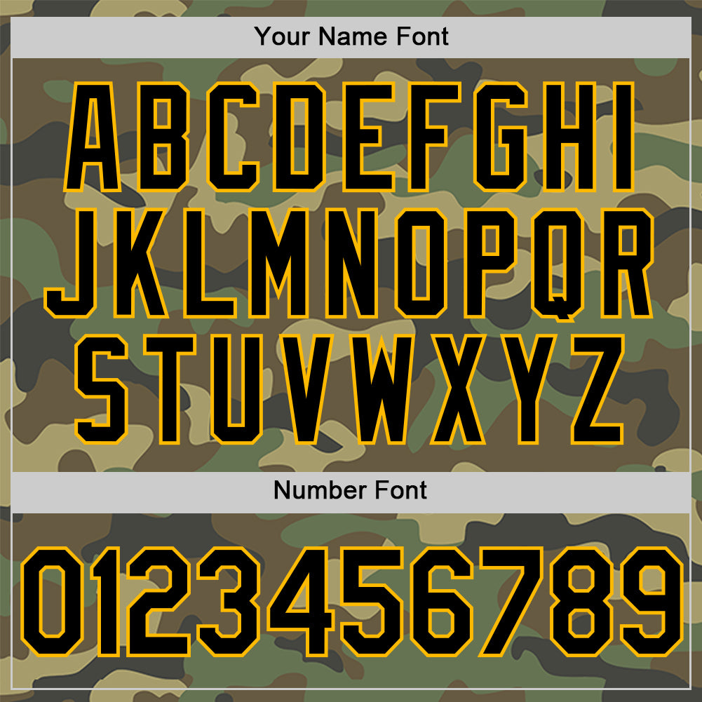 Personalized Camo Black-Gold Salute To Service Two-Button Unisex Softball Jersey Team Custom Name and Number Custom Camo Black-Gold Salute to Service Softball Jersey with Personalized Name and Number - Unisex Two-Button Design Personalized - Image 5