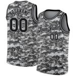 Custom Black-Gray Camo 3D Basketball Jersey - Salute To Service Sports Apparel Personalized Camo Black-Gray 3D Salute To