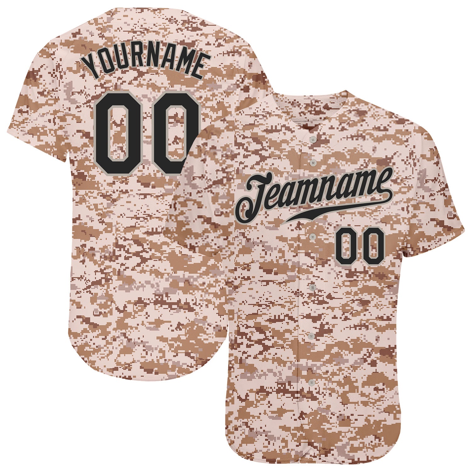 Custom Camo Black-Gray Salute to Service Jersey with Personalized Name and Number - Baseball Jersey Personalized Camo Black-Gray
