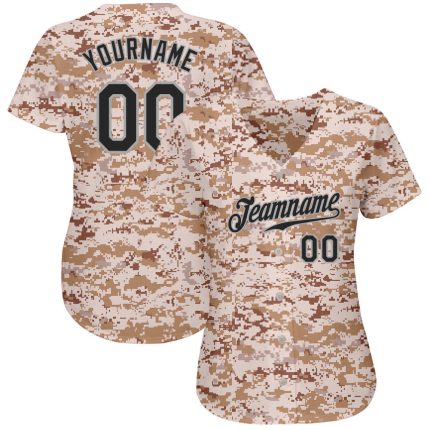 Custom Camo Black-Gray Salute to Service Jersey with Personalized Name and Number - Baseball Jersey Personalized Camo Black-Gray