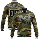 Camo Bomber Jacket Black Gray Varsity Letterman Personalized Salute to Service Full-Snap Personalized Camo Black-Gray Bomber