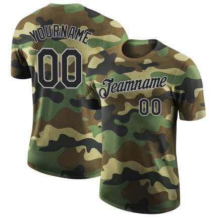 Custom Camo Black-Gray Performance T-Shirt for Salute to Service Personalized Camo Black-Gray Performance Salute To Service