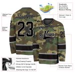 Custom Name and Number Personalized Camo Black-Gray Salute to Service Hockey Jersey Personalized Camo Black-Gray Salute To