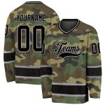 Custom Name and Number Personalized Camo Black-Gray Salute to Service Hockey Jersey Personalized Camo Black-Gray Salute To