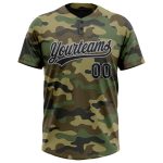 Custom Name and Number Salute To Service Black-Gray Camo Unisex Softball Jersey Personalized Camo Black-Gray Salute To Service
