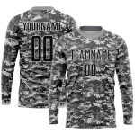 Personalized Salute To Service Soccer Jersey - Black Gray Camo Uniform Personalized Camo Black-Gray Sublimation Salute To