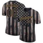 Personalized 3D Camo Black-Old Gold American Flag T-Shirt for Salute to Service Fashion Performance Personalized Camo Black-Old