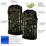 Custom Camo Black Old Gold 3D American Flag Basketball Jersey - Salute to Service Personalized Camo Black-Old Gold 3D American