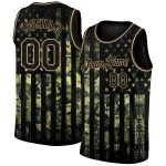 Custom Camo Black Old Gold 3D American Flag Basketball Jersey - Salute to Service Personalized Camo Black-Old Gold 3D American