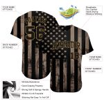 Personalized 3D Camo Baseball Jersey with Black & Old Gold Salute To Service American Flag Personalized Camo Black-Old Gold