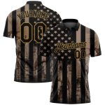Personalized Camo American Flag Golf Polo Shirt for Salute To Service - Black/Old Gold Personalized Camo Black-Old Gold American