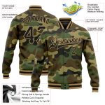 Custom Name and Number Personalized Camo Bomber Jacket Full-Snap Varsity Letterman Salute to Service Personalized Camo Black-Old