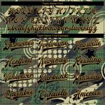 Personalized Camo Jacket with Black-Old Gold Dots, Geometric Figures, 3D Bomber Full-Snap Varsity Letterman Style Personalized