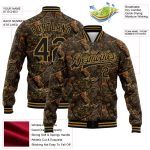 Personalized Camouflage Jacket with Custom Name & Number, 3D Bomber Varsity Letterman in Black & Gold - Salute to Service