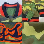 Custom Name Number Camo Bomber Jacket Black Orange Varsity Letterman Salute to Service Full-Snap Personalized Camo Black-Orange