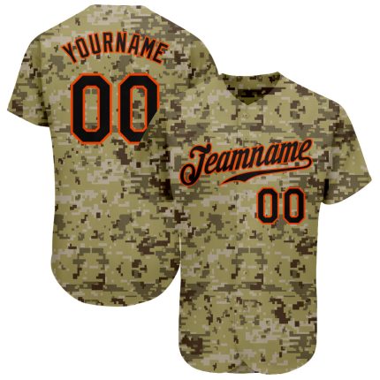 Custom Camo Black-Orange Salute to Service Baseball Jersey - Personalized Sports Apparel Personalized Camo Black-Orange Salute