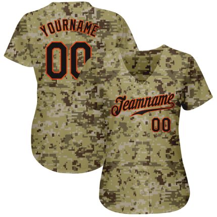Custom Camo Black-Orange Salute to Service Baseball Jersey - Personalized Sports Apparel Personalized Camo Black-Orange Salute