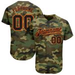 Personalized Black-Orange Camo Salute to Service Baseball Jersey, Custom Sport Apparel Personalized Camo Black-Orange Salute