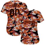 Personalized Black-Orange Camo Salute to Service Baseball Jersey for Men Personalized Camo Black-Orange Salute To Service