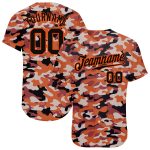 Personalized Black-Orange Camo Salute to Service Baseball Jersey for Men Personalized Camo Black-Orange Salute To Service