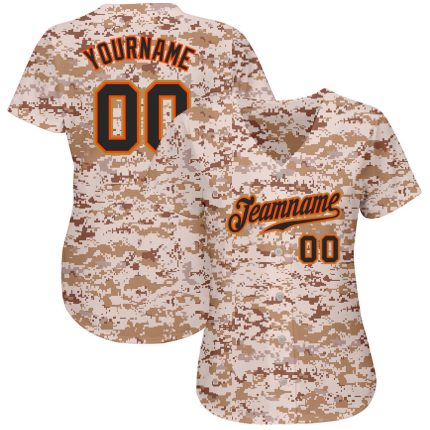 Personalized Camo Baseball Jersey - Black and Orange Salute to Service Personalized Camo Black-Orange Salute To Service Baseball