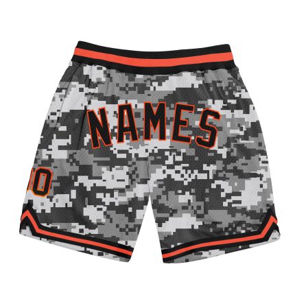 Personalized Black-Orange Camo Basketball Shorts for Salute to Service Personalized Camo Black-Orange Salute To Service Basketball