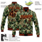Personalized Camo Tiger Jacket Black-Orange 3D Bomber Varsity Letterman Salute to Service Personalized Camo Black-Orange