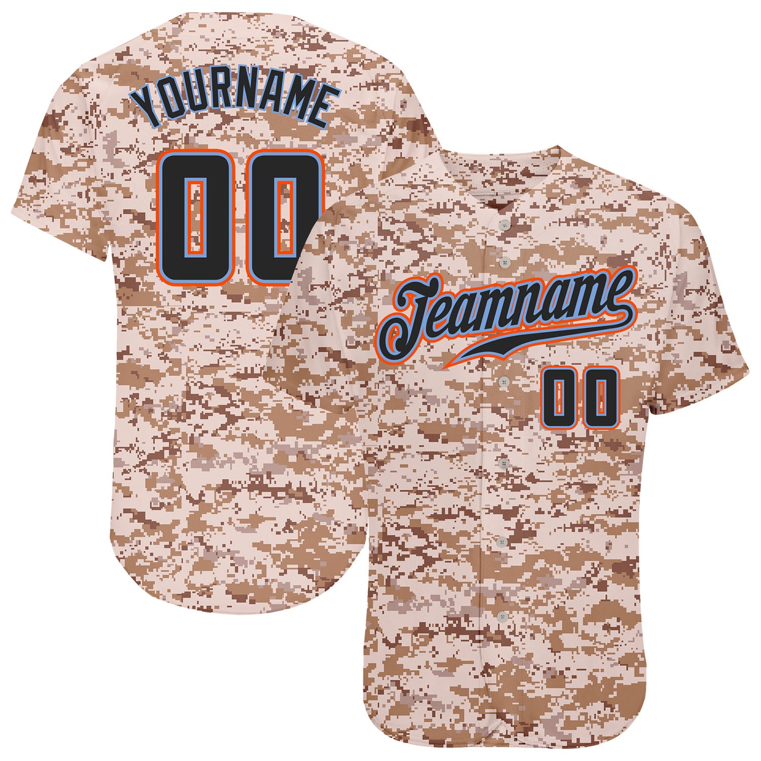 Custom Name and Number Personalized Black-Powder Blue Camo Salute To Service Baseball Jersey Personalized Camo Black-Powder