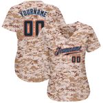 Custom Name and Number Personalized Black-Powder Blue Camo Salute To Service Baseball Jersey Personalized Camo Black-Powder