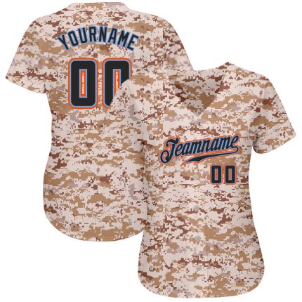 Personalized Camo Baseball Jersey in Black and Powder Blue for Veterans, Salute to Service Personalized Camo Black-Powder