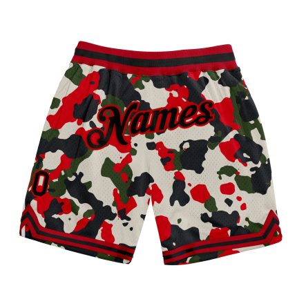 Custom Name & Number Basketball Shorts - Personalized Black-Red Camo Authentic Salute To Service Personalized Camo Black-Red