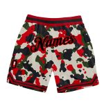 Personalized Camo Basketball Shorts, Black-Red Salute to Service Design Personalized Camo Black-Red Salute To Service Basketball