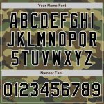 Customizable Camo Varsity Bomber Jacket with Team Name & Number - Full-Snap Salute to Service Letterman Personalized Camo