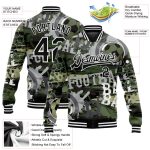 Personalized Salute To Service Camo Black-White 3D Bomber Varsity Letterman Jacket Personalized Camo Black-White Football