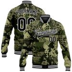 Personalized Black White Camo Geometric 3D Bomber Jacket Varsity Letterman Salute To Service Personalized Camo Black-White