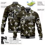 Personalized 3D Black-White Camo Bomber Jacket Full-Snap Varsity Letterman Salute to Service Personalized Camo Black-White