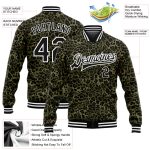 Custom Camo Leopard Print 3D Bomber Jacket with Name & Number - Full-Snap Varsity Salute to Service Design Personalized Camo