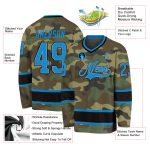 Custom Camo Hockey Jersey with Personalized Name & Number - Blue-Black Salute to Service Team Jersey Personalized Camo Blue-Black