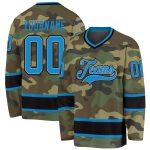 Custom Camo Hockey Jersey with Personalized Name & Number - Blue-Black Salute to Service Team Jersey Personalized Camo Blue-Black