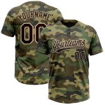Custom Name and Number Camo Brown-Cream Salute to Service Softball Jersey Unisex Two-Button Personalized Team Apparel Personalized