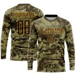 Custom Name Number Soccer Jersey Personalized Camo Brown Gold Salute to Service Uniform Personalized Camo Brown-Gold Sublimation