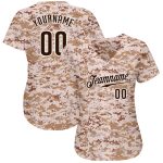Personalized Camo Baseball Jersey for Salute to Service, Brown-White Design Personalized Camo Brown-White Salute To Service
