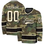 Custom Camo Hockey Jersey with Name and Number - Cream-Black Salute to Service Personalized Camo Cream-Black Salute To Service