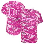 Personalized Breast Cancer Awareness Baseball Jersey - Deep Pink/Black Camo, 3D Pink Ribbon, Womens Health Care Support Personalized