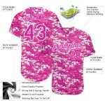 Personalized Breast Cancer Awareness Baseball Jersey - Deep Pink/Black Camo, 3D Pink Ribbon, Womens Health Care Support Personalized