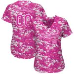 Personalized Breast Cancer Awareness Baseball Jersey - Deep Pink/Black Camo, 3D Pink Ribbon, Womens Health Care Support Personalized