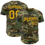 Personalized Camo Baseball Jersey - Gold-Black Salute To Service Style Personalized Camo Gold-Black Salute To Service Baseball